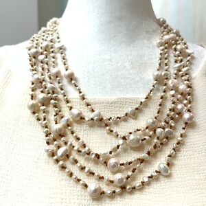 Carlisle Pearl Necklace Six Strand South Seas Baroque & Seed Pearls NWOT